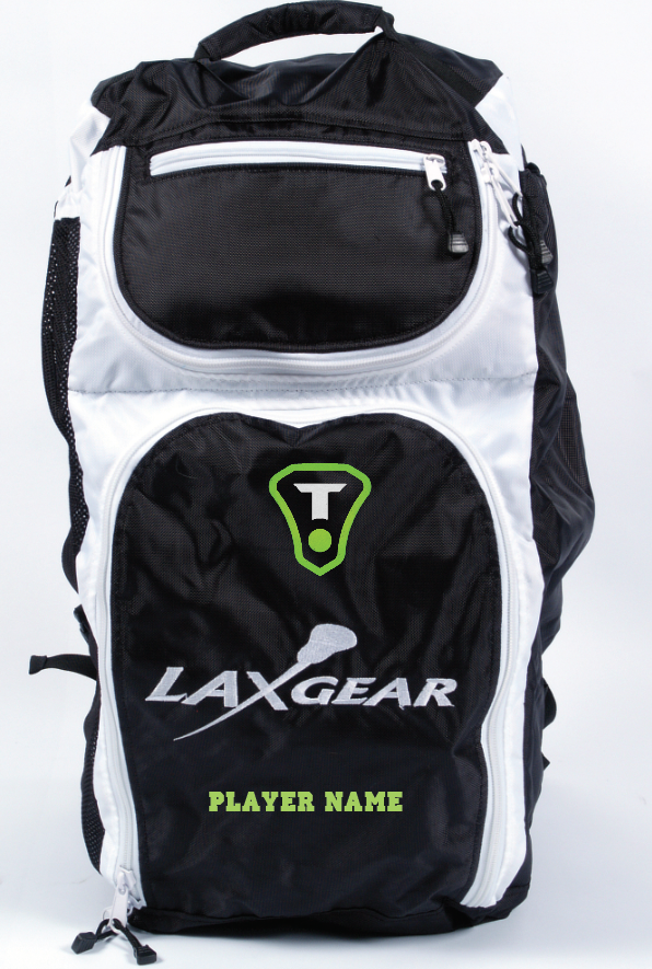 SPORTINE Extra Large Lacrosse Backpack, Shoe Compartment And Two Lax Stick Holders, Holds All Field Hockey Or Lacrosse Equipment, Multifunctional Sports Backpack Waterproof Bag For Adults, White